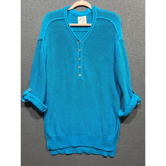 Free People We The Free Firefly Surf Blue Tunic Sweater Blue Size M - Picture 6 of 14